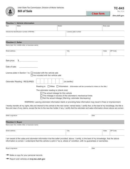 bill of sale example