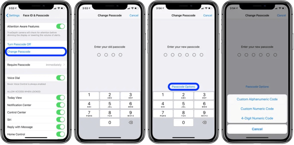 iPhone Passcode Change Steps